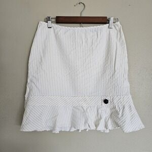 Y2K Vintage Mini Skirt Size 7 White Pinstripe Coquette Fairy Corpcore Office